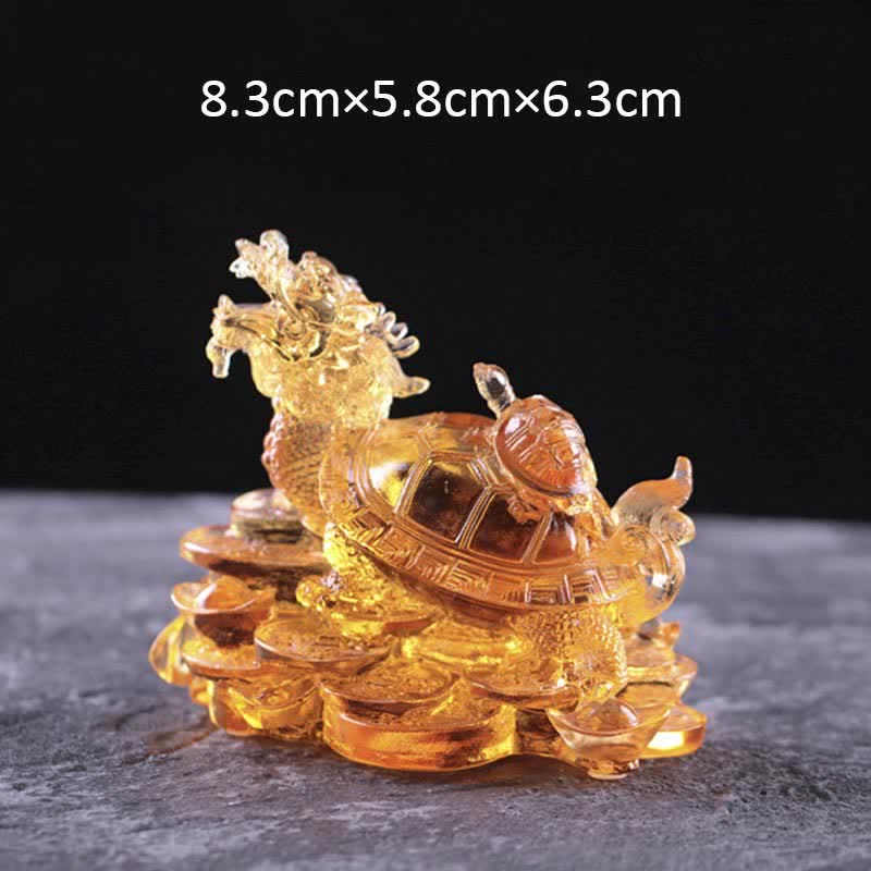 Buddha Stones Feng Shui, monedas de tortuga dragón hechas a mano, pieza de arte de la suerte de cristal Liuli, decoración para el hogar y la Oficina