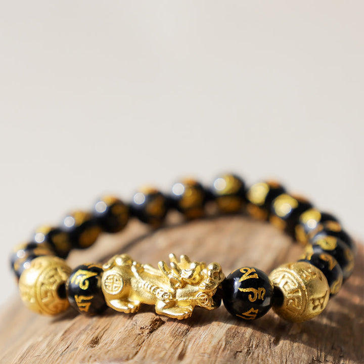 Pulsera de obsidiana para atraer riqueza Feng Shui PiXiu