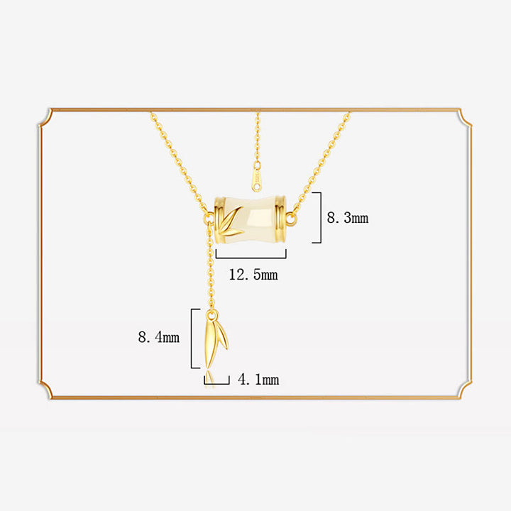 Buddha Stones de plata de ley 925, oro de 22 quilates, Jade blanco hetiano, hoja de bambú, collar de la suerte, pulsera con colgante - image 5