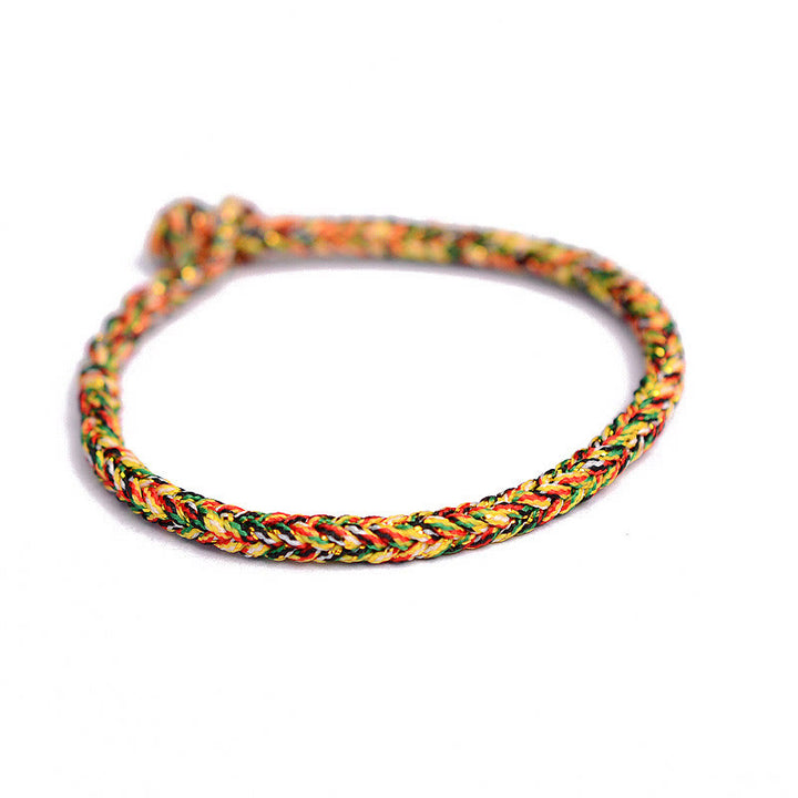 Pulsera de cuerda trenzada con protección de nudo de paz de ocho hilos hecha a mano tibetana con Buddha Stones