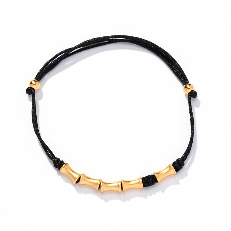 Pulsera trenzada de la suerte con diseño de bambú de plata de ley 925 con Buddha Stones