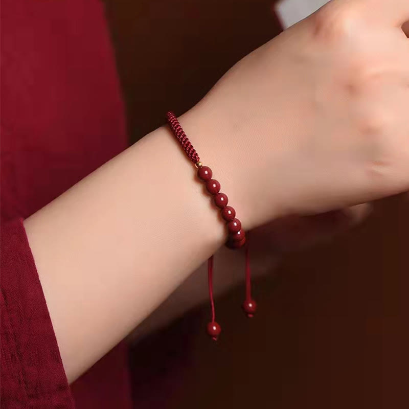 Pulsera de hilo de bendición con nudo King Kong de cinabrio natural con Buddha Stones