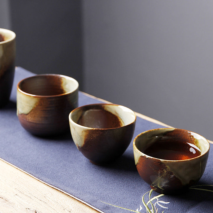 Buddha Stones Vintage marrón Beige horno cambio taza de té de cerámica Kung Fu taza de té tazón
