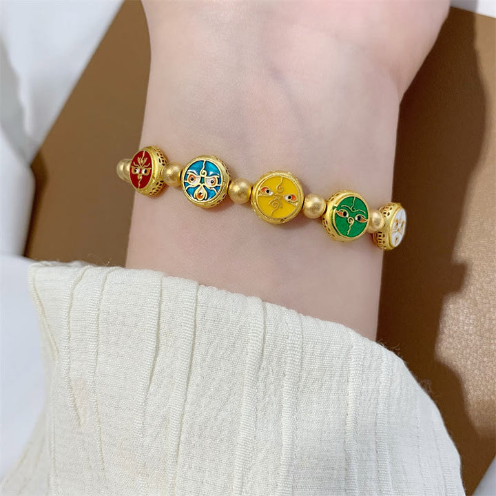 Pulsera de la suerte con cuentas de cobre, cinco dioses tibetanos de la riqueza , Buddha Stones