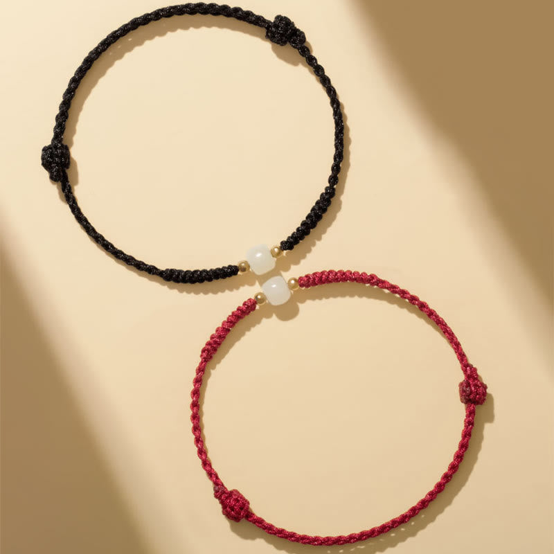 Pulsera trenzada de abundancia de cuentas de la suerte de jade hecha a mano con Buddha Stones