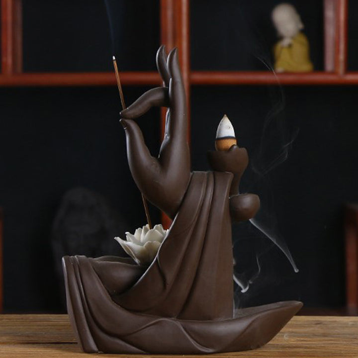 Quemador de incienso con bendición de loto tibetano, Buddha Stones , decoración