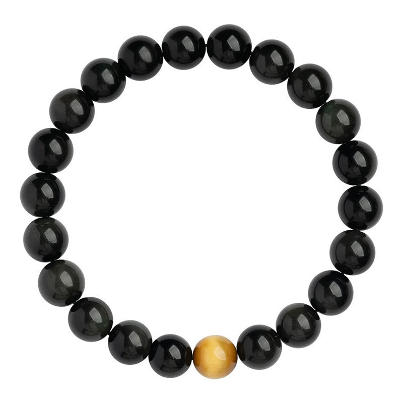Pulsera de amor positivo con ojo de tigre y obsidiana arcoíris natural con Buddha Stones