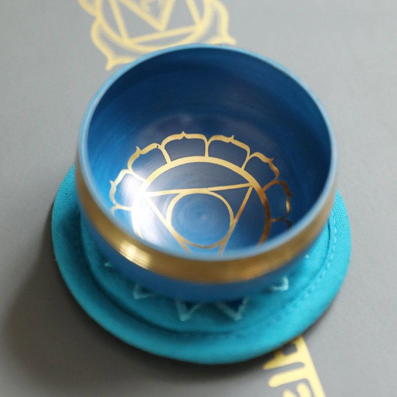 Cuenco tibetano de sonido con Buddha Stones , hecho a mano para la curación de chakras y la meditación de atención plena.