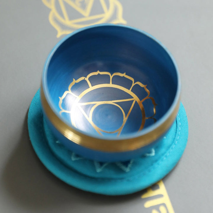 Cuenco tibetano de sonido con Buddha Stones , hecho a mano para la curación de chakras y la meditación de atención plena.