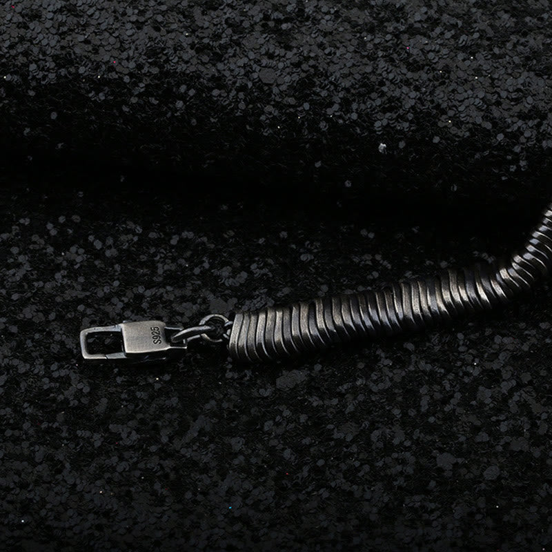 Pulsera de cadena curativa de riqueza con diseño trenzado vintage de plata de ley 925 con Buddha Stones