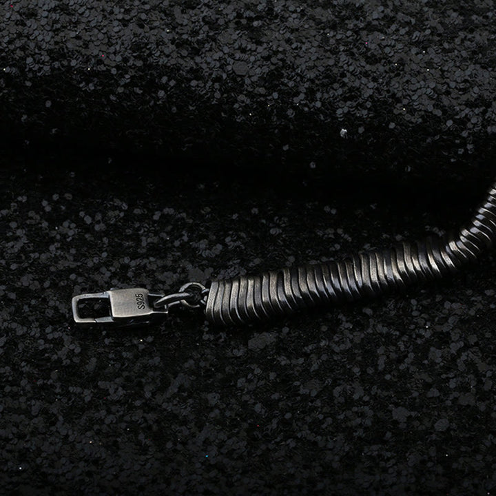 Pulsera de cadena curativa de riqueza con diseño trenzado vintage de plata de ley 925 con Buddha Stones
