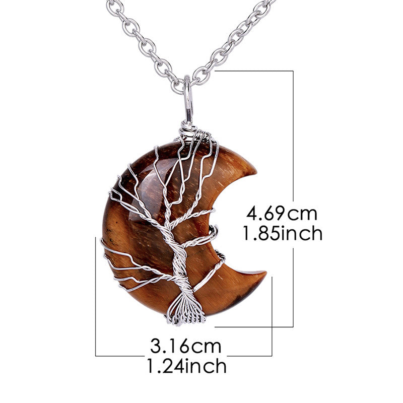 Colgante de collar de energía curativa con Buddha Stones, cristal de cuarzo Natural, Luna, árbol de la vida - image 17