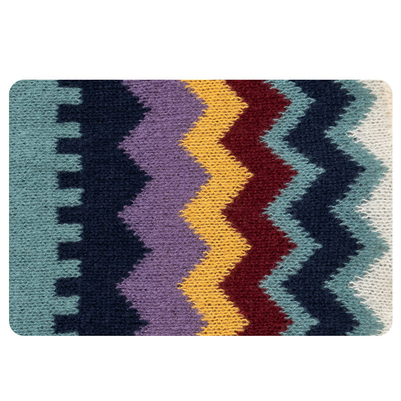 Mantón tibetano de Buddha Stones, bufanda de viaje acogedora de invierno con borlas de línea ondulada a rayas coloridas