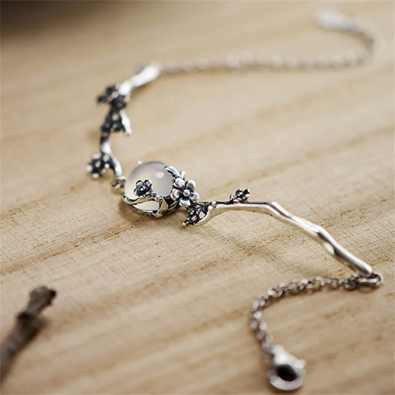 Pulsera Positiva Calcedonia Flor de Ciruelo Buddha Stones
