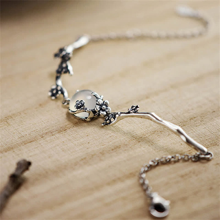 Pulsera Positiva Calcedonia Flor de Ciruelo Buddha Stones