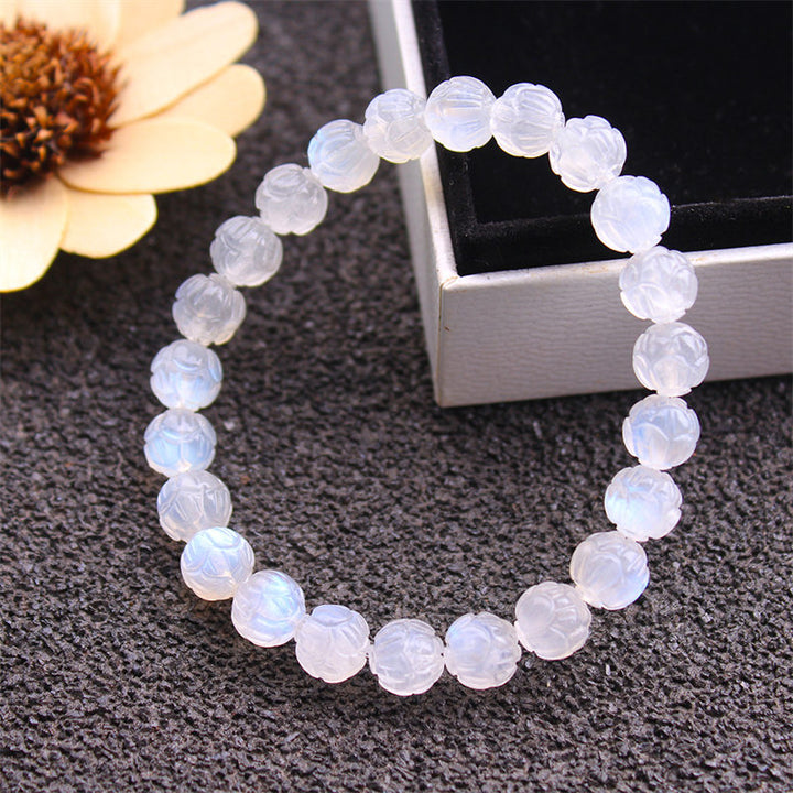 Pulsera de amor de loto de piedra lunar natural de Buddha Stones