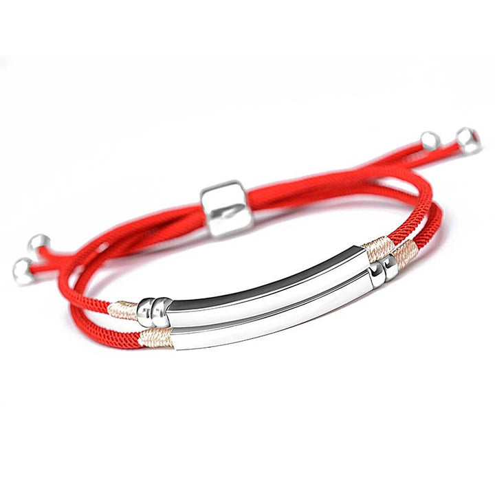 Pulsera trenzada en capas de hilo rojo de plata de ley 925 con Buddha Stones