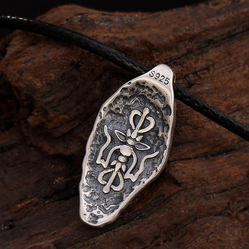 Colgante de plata de ley 925 tibetana con Buddha Stones Om Mani Padme Hum Dorje Vajra, colgante de fuerza grabado - image 16
