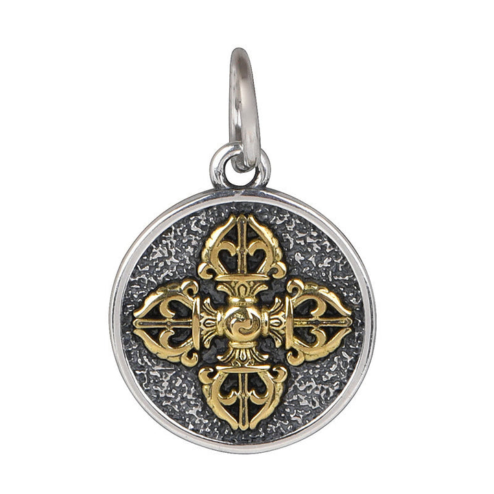 Colgante de plata de ley 925 con Buddha Stones , doble Dorje Vajra, bendición - image 9