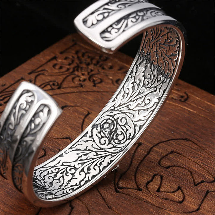 Brazalete de plata de ley 925 con grabado de poder espiritual Vajra Dorje