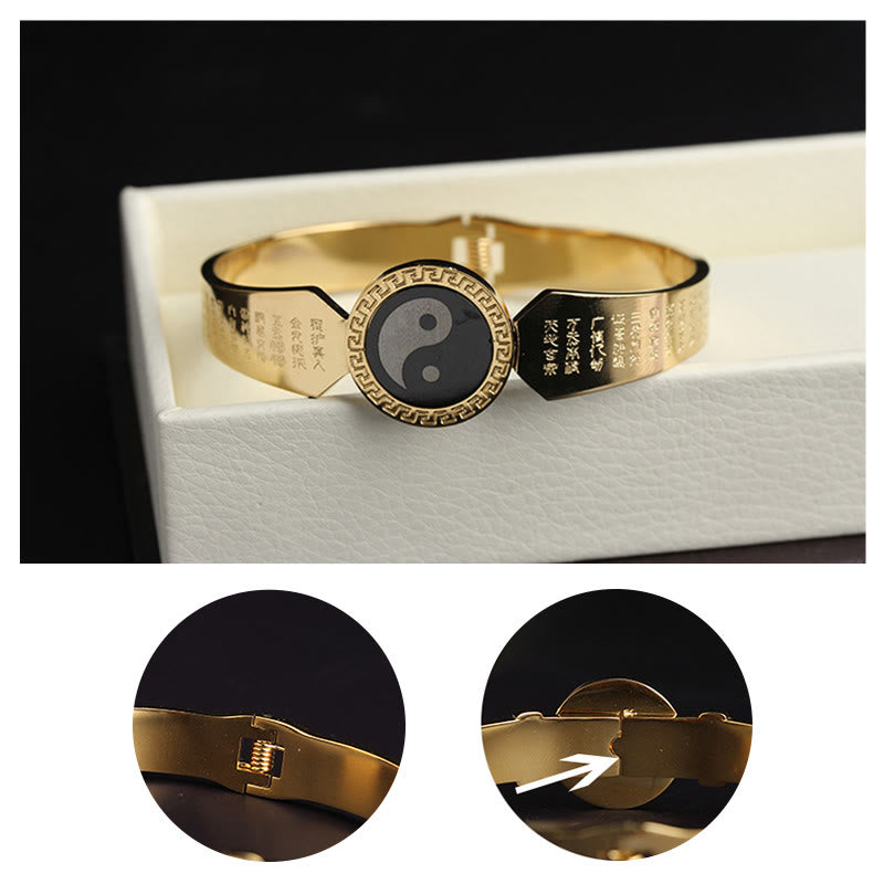 Brazalete de armonía de acero de titanio con Buddha Stones Yin Yang Lotus Om Mani Padme Hum Mantra