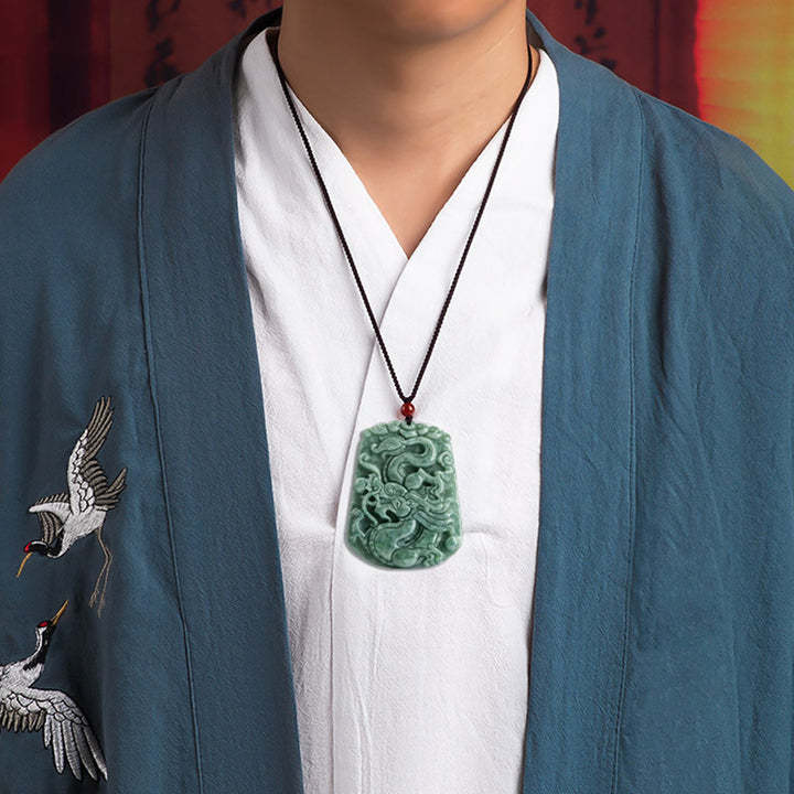 Collar con colgante de cadena con Buddha Stones, dragón del zodiaco chino, Jade, fuerza - image 4