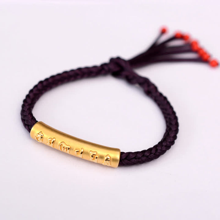 Pulsera de hilo de protección Om Mani Padme Hum de plata de ley 999 con Buddha Stones