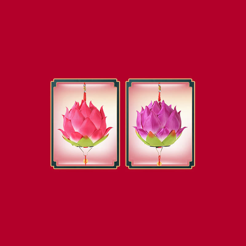 Buddha Stones DIY flor de loto dragón linterna borla lámpara decoración