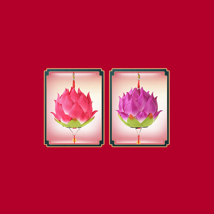 Buddha Stones DIY flor de loto dragón linterna borla lámpara decoración