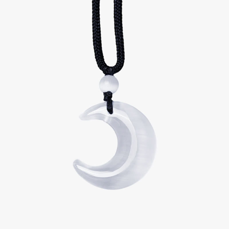 Colgante de collar de protección para pareja, colgante de cristal de selenita de obsidiana con brillo de plata Natural, Buddha Stones, luna creciente, Yin Yang - image 15