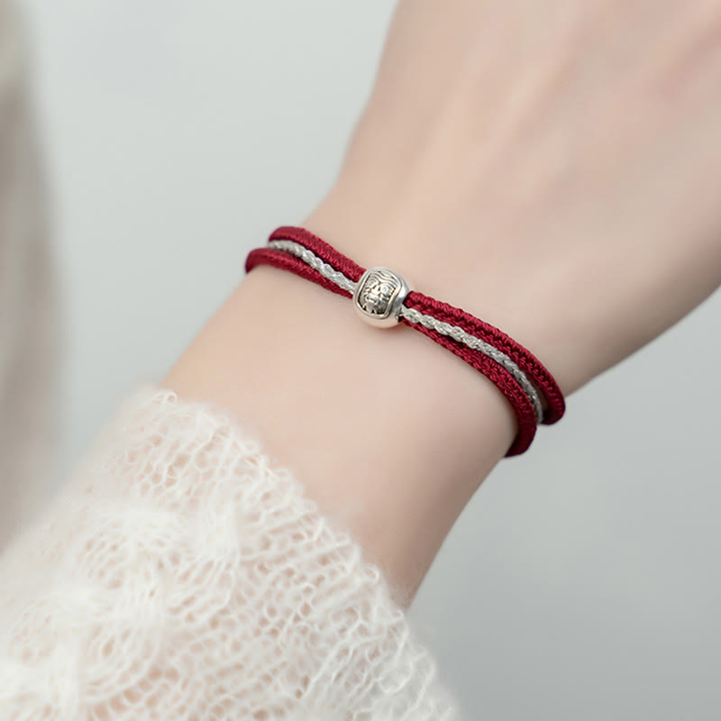 Pulsera de cuerda de la suerte de la diosa de la riqueza Zakiram tibetana de plata de ley 925 con Buddha Stones