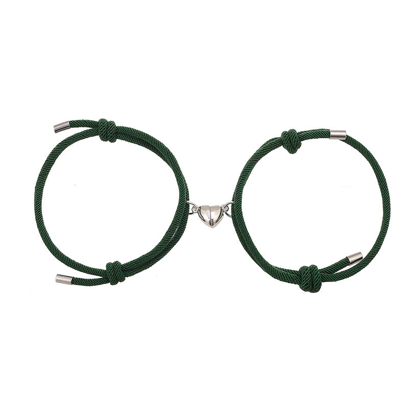 Pulsera de fuerza de cuerda de pareja magnética de amor de 2 piezas