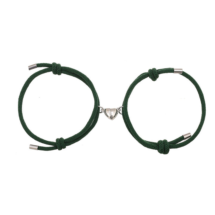 Pulsera de fuerza de cuerda de pareja magnética de amor de 2 piezas