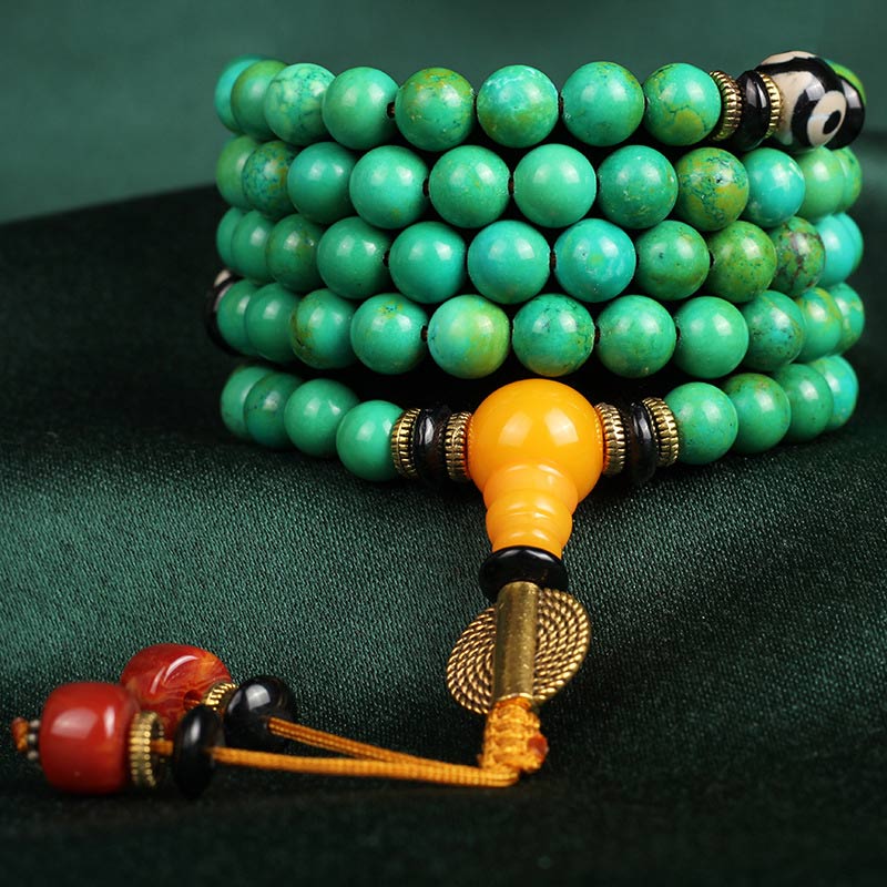 Pulsera Collar Equilibrio Mala Turquesa Tibetana
