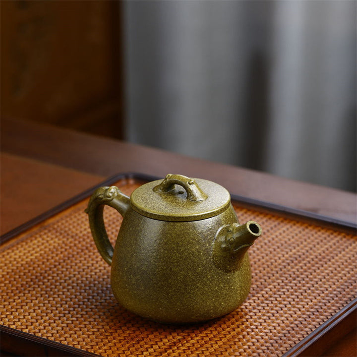 Tetera de Kung Fu de arcilla púrpura verde amarilla semihecha a mano con Buddha Stones Yixing 240ml