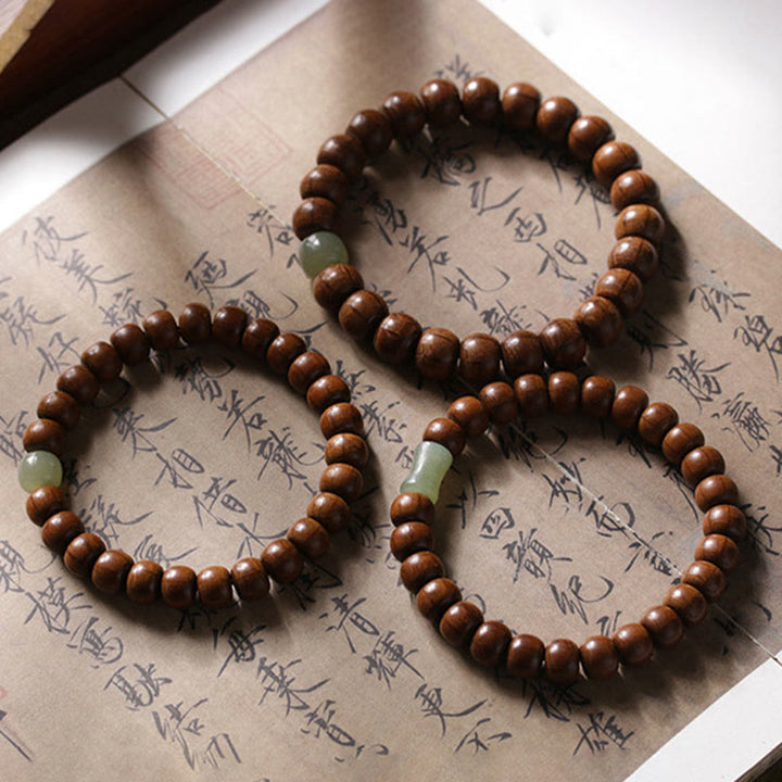 Buddha Stones Natural Abelia Biflora madera Hetian Jade cuentas de bambú para protegerse de los espíritus malignos