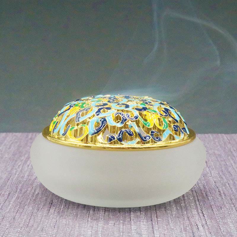 Quemador de incienso de meditación curativa de cristal Lotus Liuli