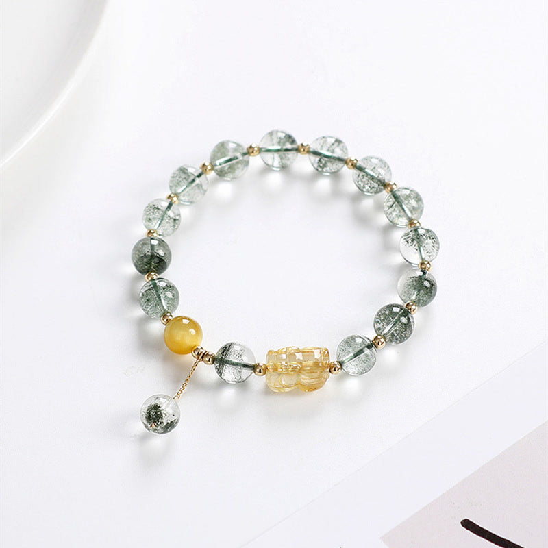 Pulsera de Confianza PiXiu Citrino Fantasma Verde de Buddha Stones