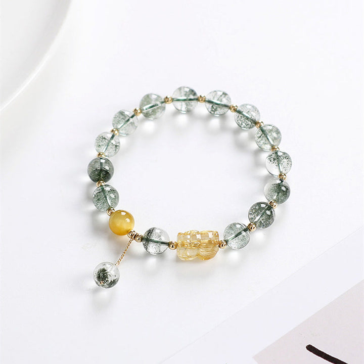 Pulsera de Confianza PiXiu Citrino Fantasma Verde de Buddha Stones