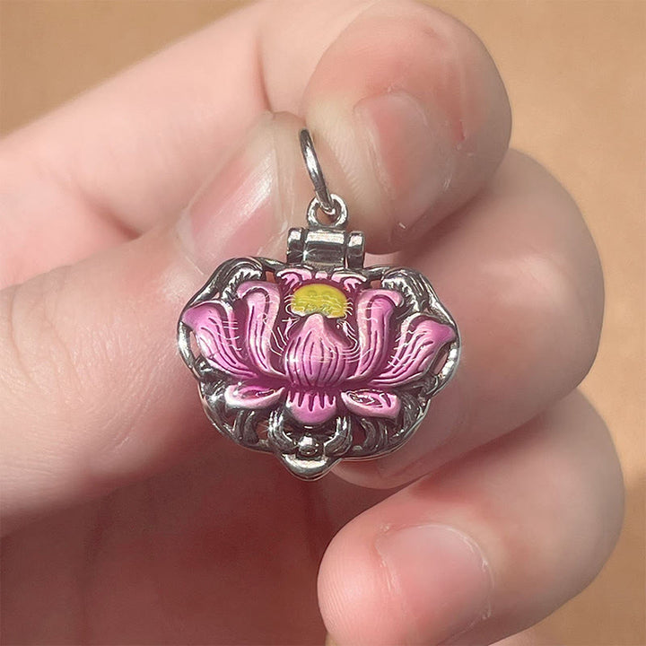 Colgante de collar con colgante de loto de cobre tibetano, Buddha Stones, suerte, nuevo comienzo