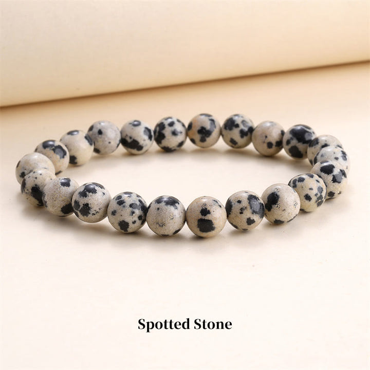 Pulsera de cuentas curativas de cuarzo con piedra natural de piedras de Buddha Stones - 8 mm - Piedra manchada - image 31