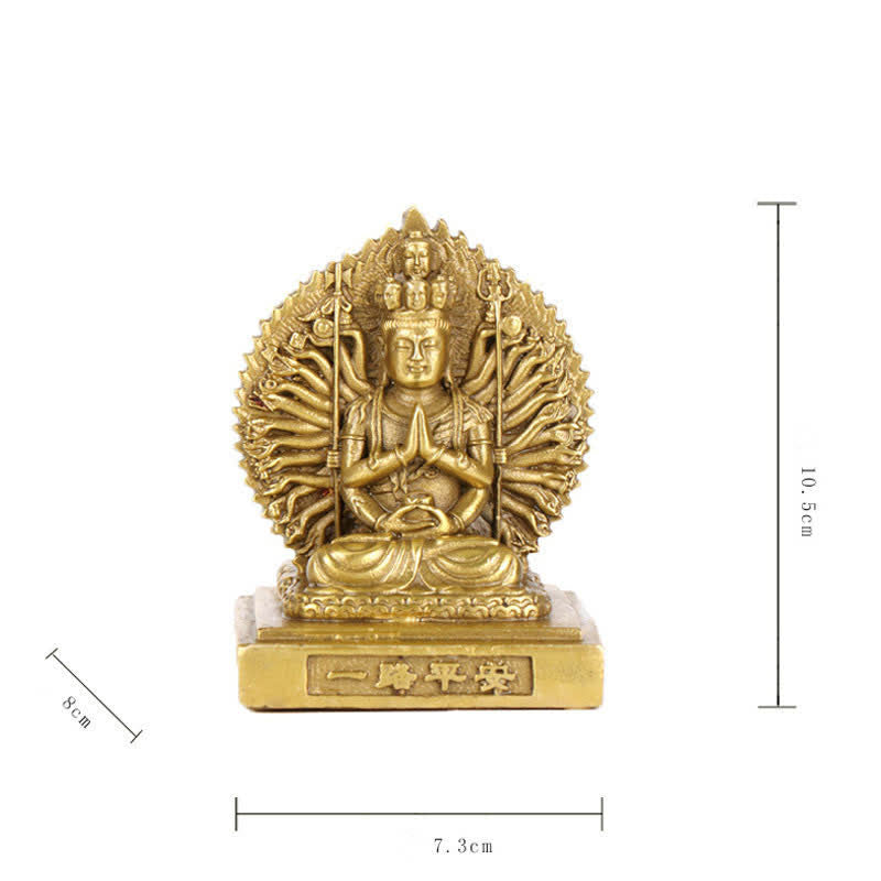 Chenrezig-estatuilla de Avalokitesvara de mil manos, protección de Bodhisattva Kuan Yin de doble cara, decoración de estatua de cobre sólido - image 9