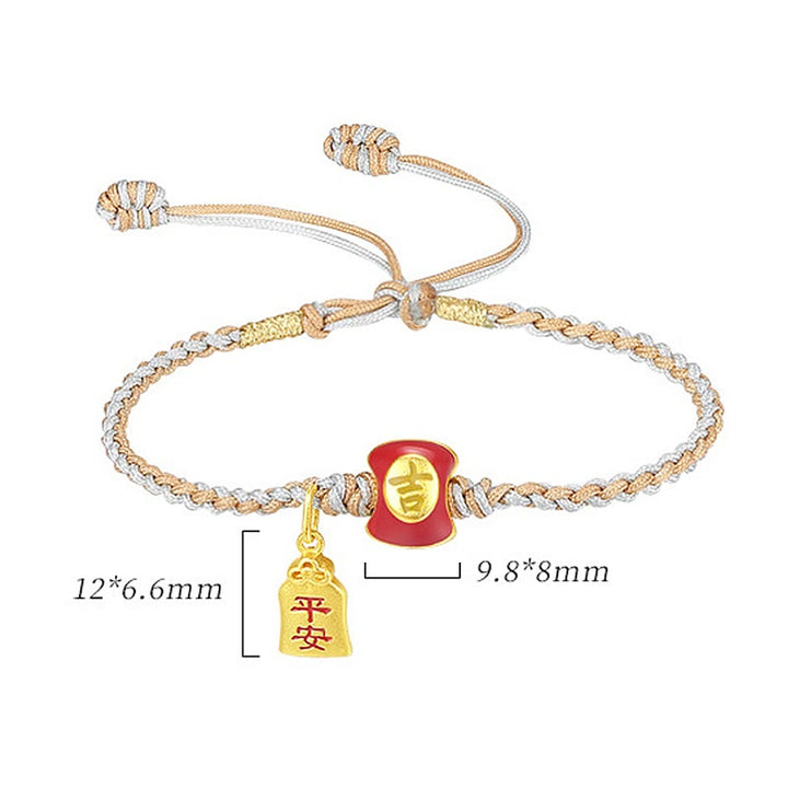 Pulsera de hilo trenzado con bendición de caracteres chinos, hecha a mano, de plata de ley 925 con Buddha Stones