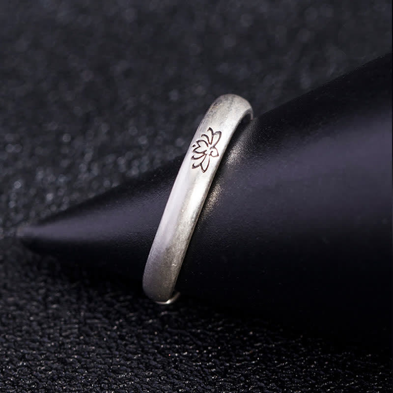 Anillo de iluminación de flor de loto de plata de ley 925