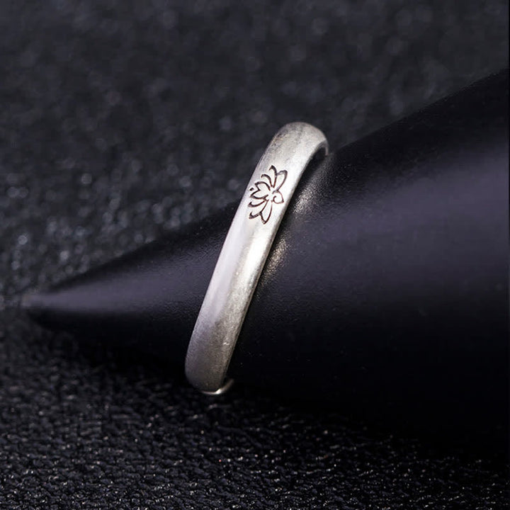 Anillo de iluminación de flor de loto de plata de ley 925