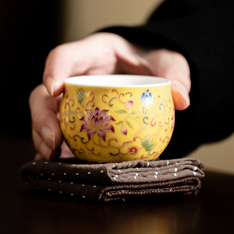 Taza de té de cerámica con diseño de vaina de flor de loto, Buddha Stones, taza de té de Kung Fu, 80ml