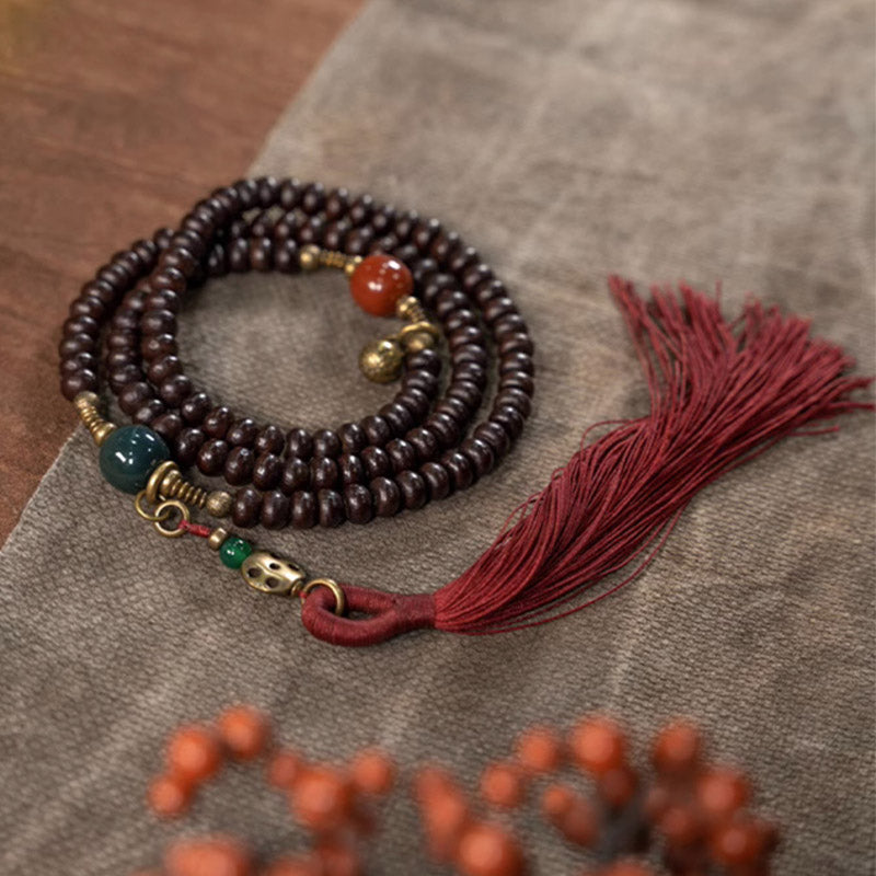 Buddha Stones 108 cuentas de Mala Natural Tíbet púrpura semilla de Bodhi pulsera auspiciosa