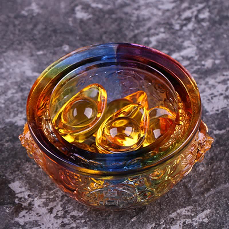 Pieza de arte hecha a mano de Liuli Crystal Treasure Bowl para decoración del hogar