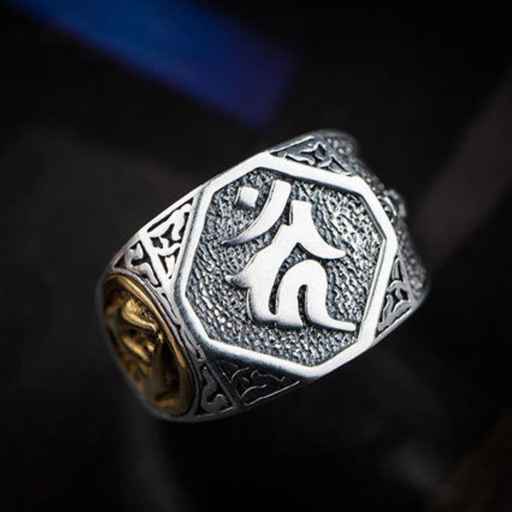 Anillo ajustable de protección tallada con diseño sánscrito de plata de ley 925 con Buddha Stones - image 3