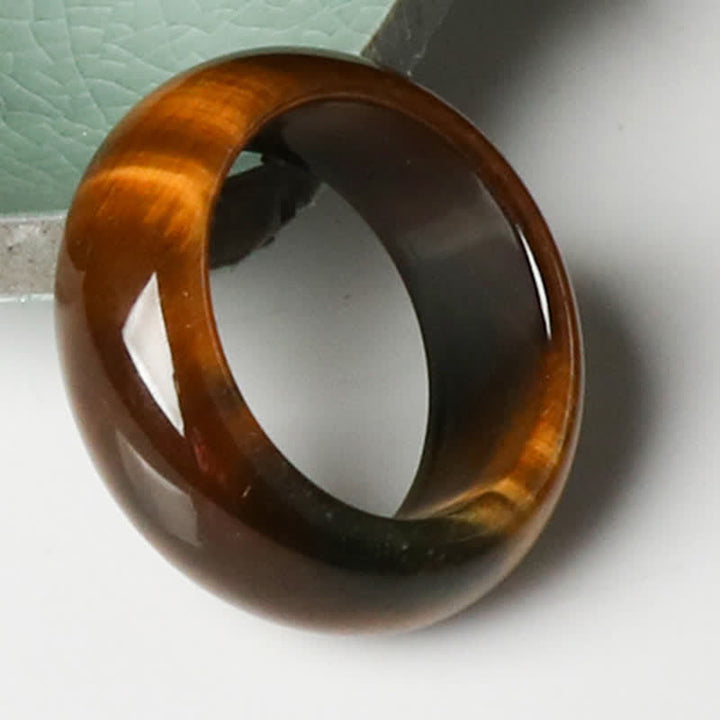Anillo de protección de fuerza de piedra de ojo de tigre de Buddha Stones